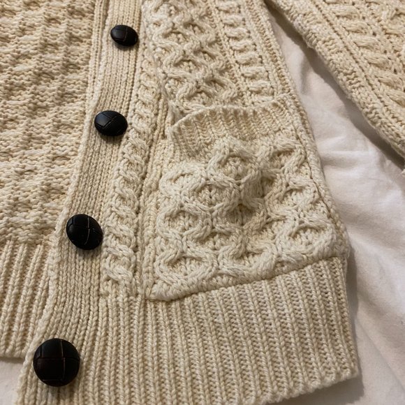 Knit Off White/Cream Cardigan with Black Buttons - Picture 4 of 5